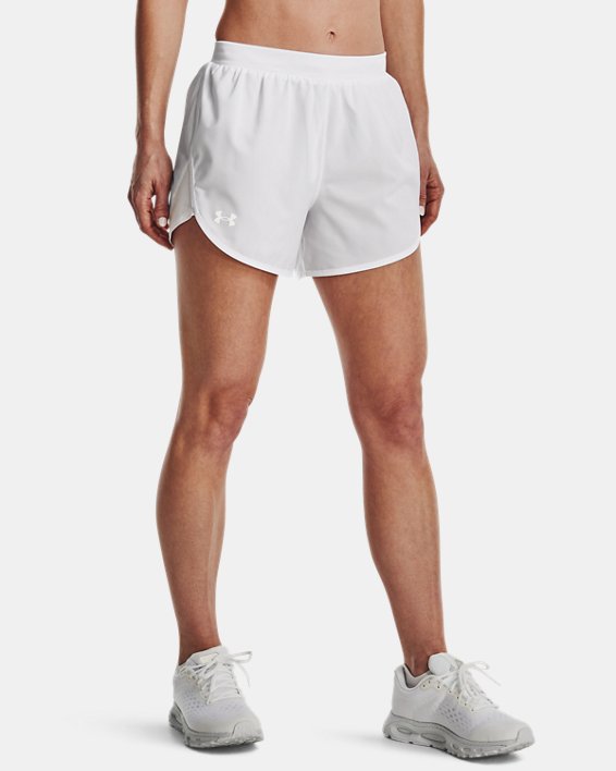 Women's UA Fly-By Elite 3'' Shorts, White, pdpMainDesktop image number 0